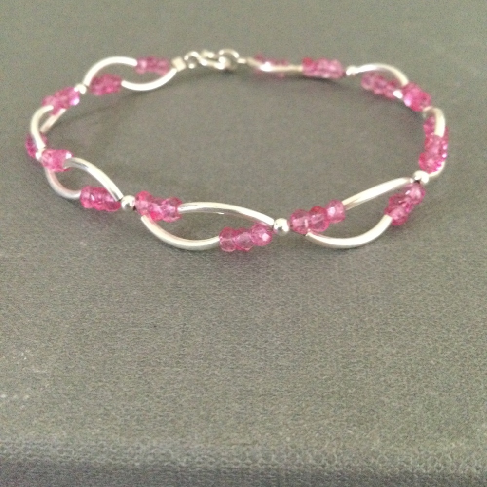 Sterling and Pink Quartz Bracelet